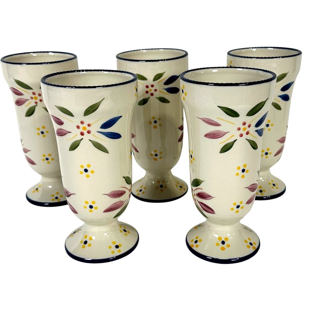 Old World Blue Temptations by Tara Footed Parfait Cups-Rare-Excellent-Set of 5